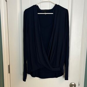 White House Black Market Deep Blue Drape Blouse